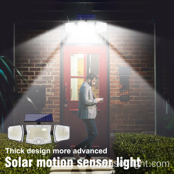 2023 New Dusk to Dawn LED LED Solar Security Wall Lights เซ็นเซอร์ตรวจจับความเคลื่อนไหวพลังงานแสงอาทิตย์พร้อมระยะไกลสำหรับโรงรถภายนอก